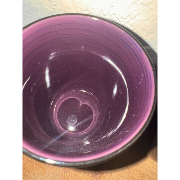 Set Of 3 Thomson Stoneware Mugs With Black Exterior & Purple And Brown Interiors - Picture 3 of 7